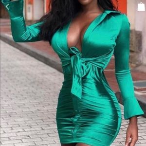 Solid Knotted Green ShirtDress **Green only**